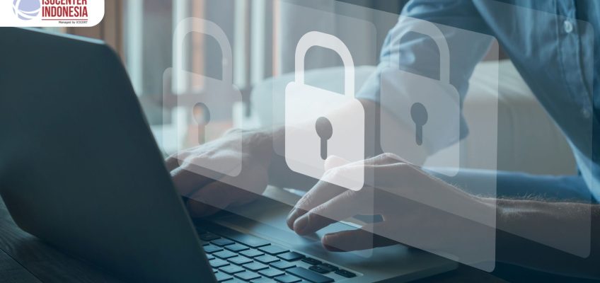 Ilustrasi integrasi UU PDP dengan ISO 27001 untuk memperkuat keamanan data pribadi dan menghindari denda besar.