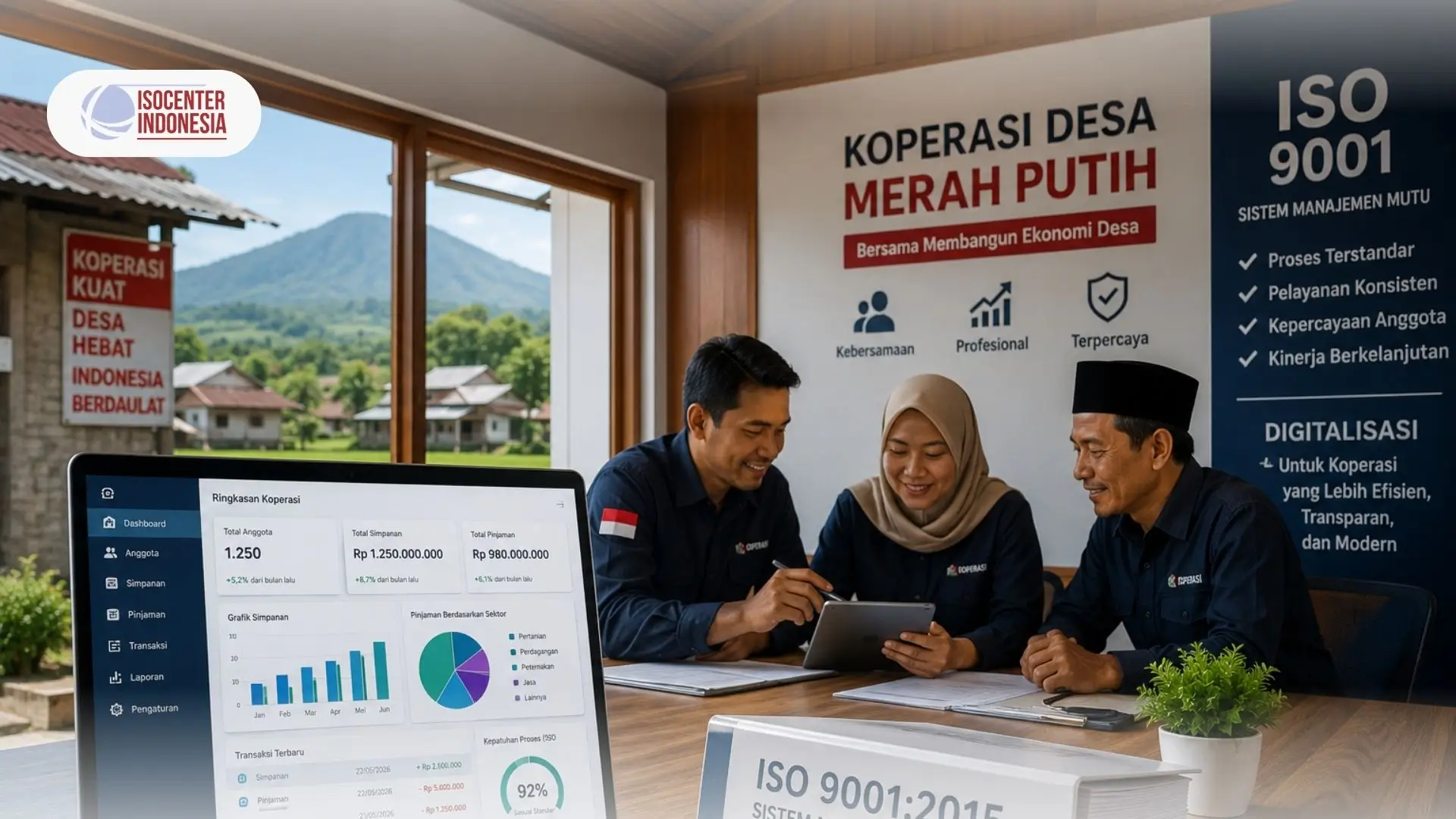 ilustrasi digitalisasi administrasi koperasi desa merah putih