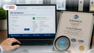 Tampilan halaman depan pencarian database IAF CertSearch